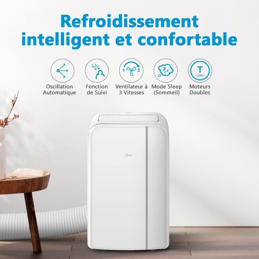 MIDEA Climatiseur PortaSplit Mobile Silencieux 4-in-1| 12000 BTU | Chauffage et Climatisation Portable Prêt à Poser 3,5kW- Clim Mobile avec rafra?chisseur, déshumidificateur, chauffage,ventilateur - Image 21