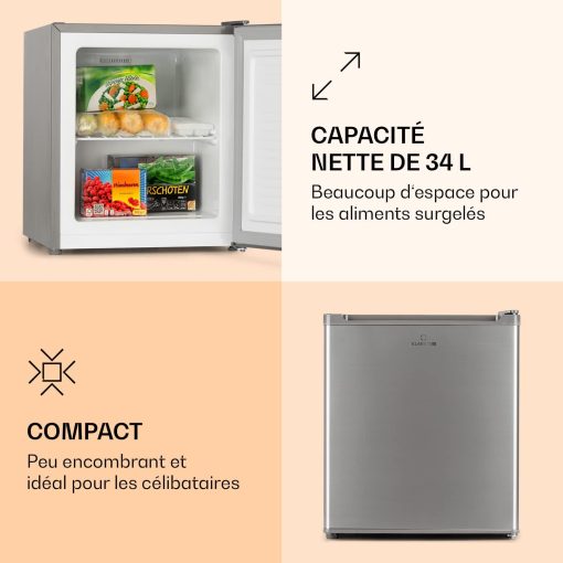 Klarstein Mini Congelateur Armoire, Petit Congélateur pour la Chambre et la Maison, Mini congélateur 33L, Congelateur Petite Taille avec Etagère, Econome en Energie, Appareil à gla?ons et Grattoir - Image 6