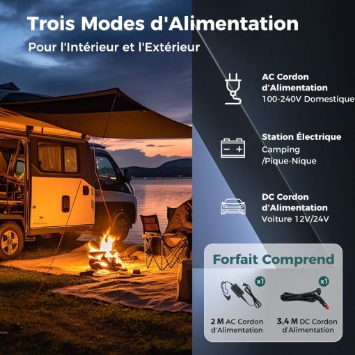 Glacière électrique Portable Double Zone 40L Réfrigérateur de Voiture 12 V à Compresseur -20℃?~?20℃ 12/24V CC et 100-240V CA Noir - Image 9
