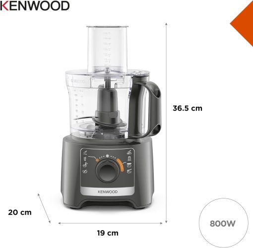 Kenwood Multipro Compact FDP31.170GY Food Chopper Robot with 2 Speeds + Pulse Included, 1.2 L Blender, 2.1 L Bowl, for Chopping, Grating and Kneading, 800 W - Image 16