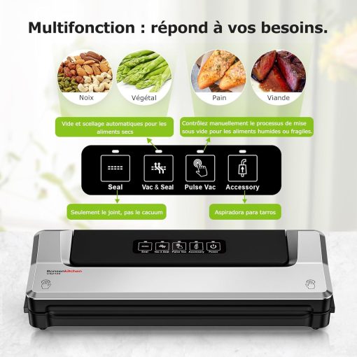 Bonsenkitchen Machine Sous Vide Alimentaire - Appareil de Mise Sous Vide pour La Cuisson Sous Vide et La Conservation des Aliments Frais, Y 40 Compris Les Sacs Sous Vide - Image 3