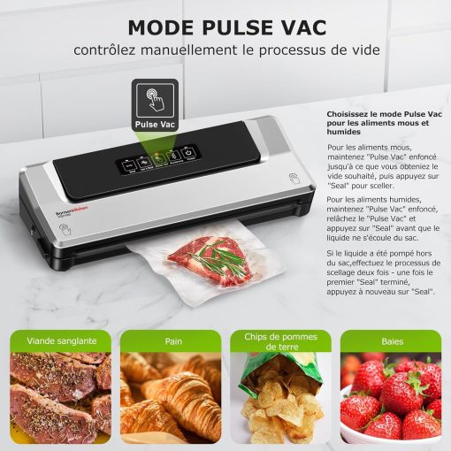 Bonsenkitchen Machine Sous Vide Alimentaire - Appareil de Mise Sous Vide pour La Cuisson Sous Vide et La Conservation des Aliments Frais, Y 40 Compris Les Sacs Sous Vide - Image 5