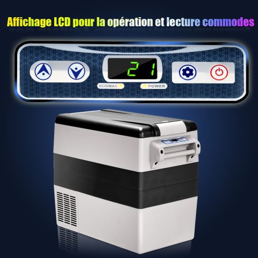 Réfrigérateur 52l de Voiture -20℃/+10℃ Mini Réfrigérateur Portable Ecran Lcd Adaptateur 69x34,5x52,5cm Noir+Gris - Image 8