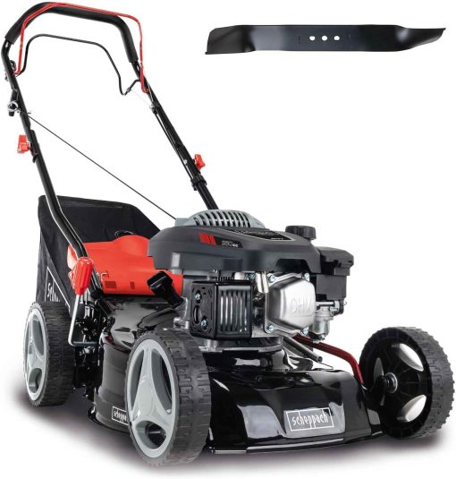 Scheppach Tondeuse à Gazon Thermique MS150-42 | Autotractée - 3,7 CV | Largeur de Coupe 42cm | Raccord Rapide de Nettoyage | Panier 45L | Hauteur - 7 Niveaux | Lame supp. + Huile Incluse - Image 3