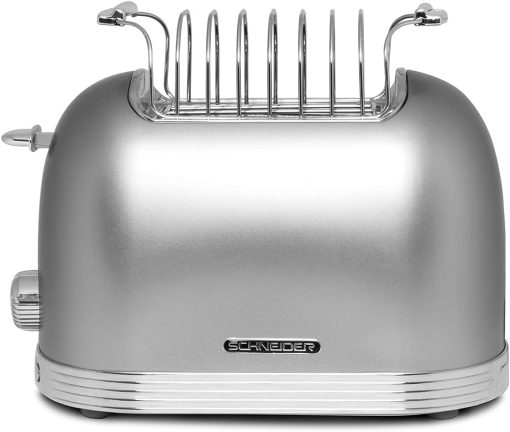 SCHNEIDER SCTO2S, Grille pain Vintage , 2 Fentes , Fonction décongélation , Arrêt automatique , Puissance (815W) , Tiroir ramasse miettes , Silver - Image 4