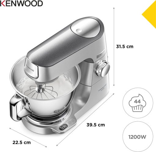 Kenwood Titanium Chef Baker KVC65.001WH, Pastry Robot with Integrated Scales, Including 3-Piece Pastry Set, Spatula & Splash Protection, 1200 W, White - Image 8
