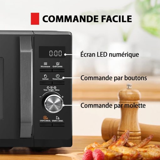 Toshiba Micro-ondes 20L MW2-MM20P(BK), Micro-ondes sur Pied, 800W, 5 Niveaux de Puissance, avec Décongélation Facile, éclairage LED à l'intérieur, Noir - Image 25