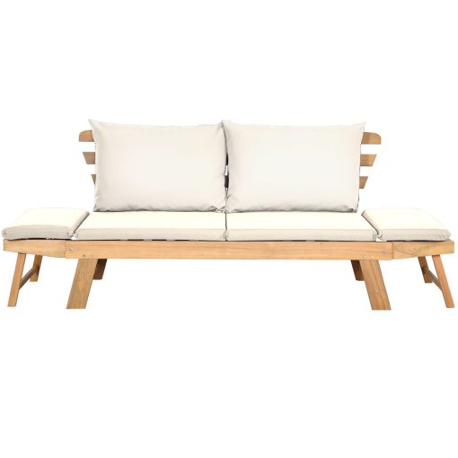 Chaise Longue Convertible avec Coussin Canapé de Jardin 2 en 1 en Bois d’Acacia avec Accoudoir Réglable pour Patio Piscine Jardin Blanc/Gris/Bleu/Rouge - Image 10