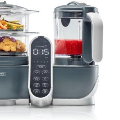 Babymoov Nutribaby(+), Robot Cuiseur Bébé Multifonctions 6 en 1, Cuiseur Vapeur Mixeur, Grande Capacité 2,2L, Petits Pots Bébé Faits Maison, Idéal Diversification Alimentaire, Gris