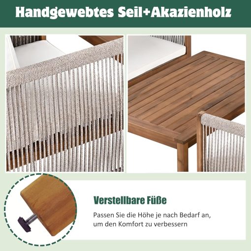 Zepneiy Salon de Jardin, Salon de Jardin 4 Personnes, avec canapé, Table Basse et Coussins, Housse en Tissu déhoussable et Lavable, Noir (Coussins d'assise Inclus) - Image 15