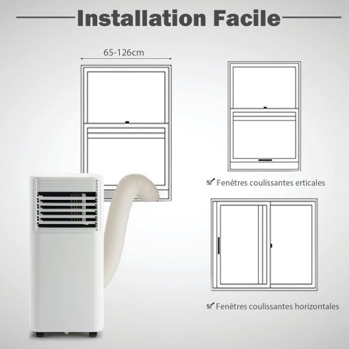 GOPLUS Climatiseur Mobile 9000BTU 2,6kW, Climatiseur 4 en 1 Fonction de Refroidissement, Déshumidification, Ventilation, Mode Nuit, Minuterie 24H, Contr?le Télécommande/écran, 20㎡, Noir, R290 - Image 19