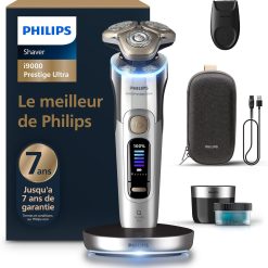 Philips Rasoir i9000 Prestige Ultra, Rasoir électrique 100% étanche, Technologie Skin IQ Pro, Système Triple Lift & Cut, Lames de précision NanoTech rotatives 360°, 5 modes de rasage, XP9401/38