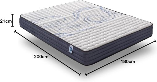 NATURALEX - Matelas PerfectSleep 180x200 - épais 30 cm - Soutien Mousse à mémoire de Forme - Accueil Blue Latex - Confort Ferme - Respirant - 7 Zones - Réversible - Haute Densité - Fabriqué en Europe - Image 73