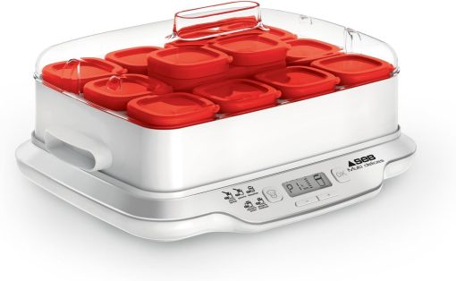Seb Yogurt Maker 12 Jars, Glass Jars 140 ml, 5 Automatic Programs, BPA-Free, Compact, Homemade Yogurt & XF101001 Delices Box Box 1 L Tray White Yogurt-Cheese with Drainer - Image 5