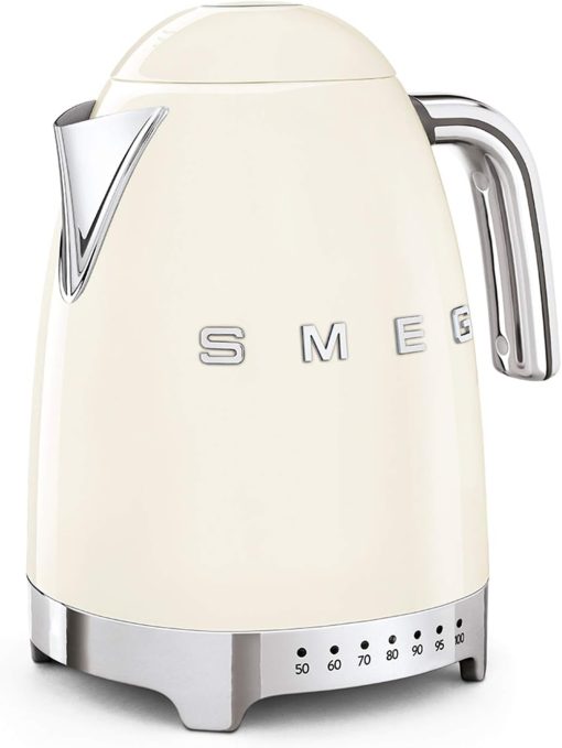 Smeg, KLF04WHEU Variable Temperature Kettle 1.7 L, Multiple Temperatures, Washable Anti-Limescale Filter, Automatic Safety Shutdown, Water Level Indicator, Cable Range, 2400 W, White