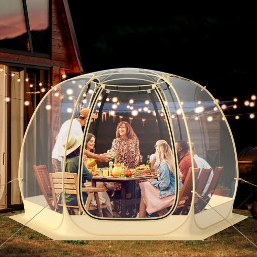 Tente Bulle à Ouverture Instantanée pour 6 à 10 Personnes Tente D?me d'Extérieur 328 x 328 cm Résistante Aux Intempéries Transparent - Image 2