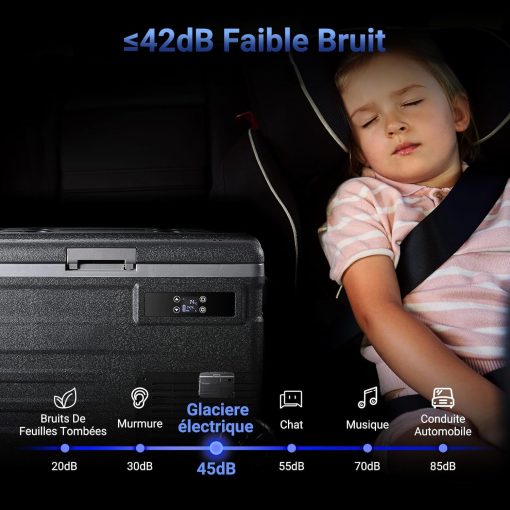 AAOBOSI 45L Glacière à Compresseur, Glaciere électrique -20℃ à 20℃, Frigo Camion APP&Bouton Contr?le, 12/24V DC et 100-240V AC Glaciere Camping Pour Voiture, Camion, Bateau et Prise De Courant - Image 10