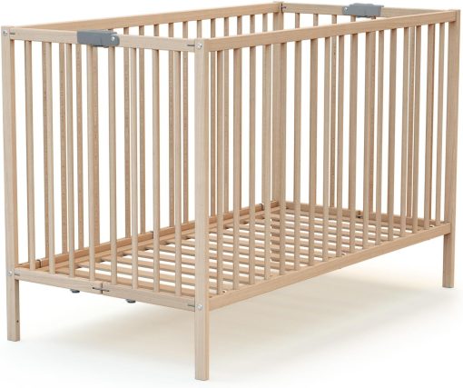 WEBABY - Lit bébé pliant 60x120cm Blanc | Bois massif | Dès la naissance |Confort de sommeil | Sommier à lattes | Compact | Transportable | Pliable |Gain de place | Lit de voyage - Image 12
