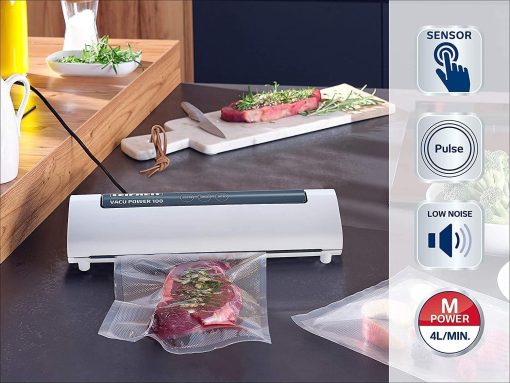 Leifheit Machine de mise sous vide alimentaire Vacu Power 500, appareil pour emballage sous vide + 10 sacs sous vide alimentaire (20 x 30 cm) - Image 18