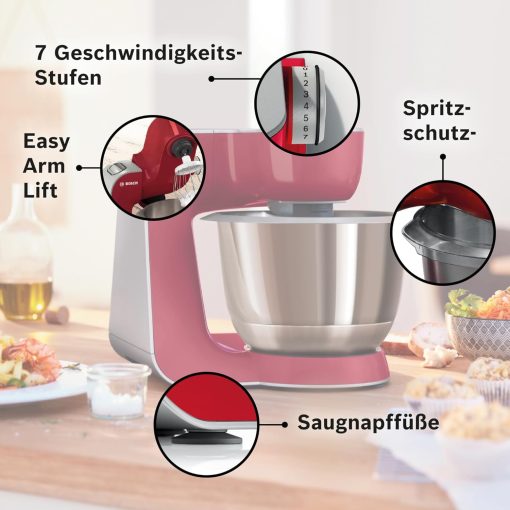 Bosch MUM58720 Kitchen Machine, Stainless Steel, 1000 W, 3.9 Liters, Stainless Steel and Plastic, 7 Speed, Grey/Red - Image 14