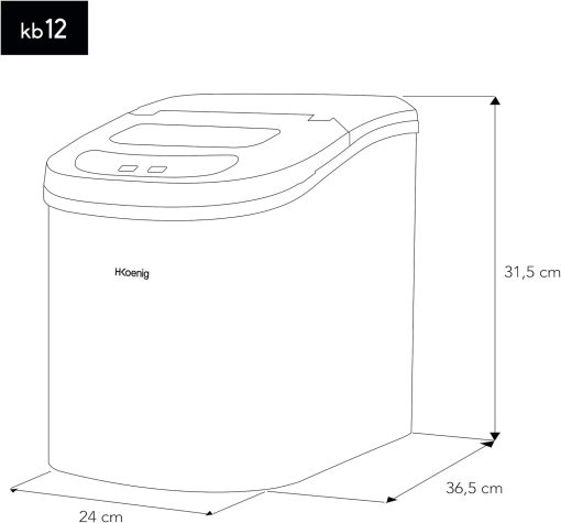 H.Koenig KB20 Ice Cube Machine, 12 kg in 24 hours, 2 sizes of ice cubes, self-cleaning, portable, quiet 2.1L, ice cubes ready in 6 minutes, ice scoop - Image 12