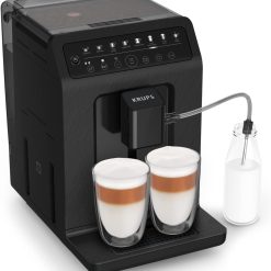 Krups Machine à café grains automatique, 2 boissons simultanées, 8 boissons préréglées, Entretien facile, Plastique recyclé et recyclable, Fabriqué en France, Evidence Eco-Design EA897B10