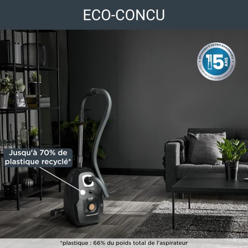 Rowenta Green Force Max Silence Vacuum Cleaner with Bag, 900 W Max, High Filtration, Quiet, Eco-Responsible, Made in France, Black/Aluminium RO6136EA - Image 5