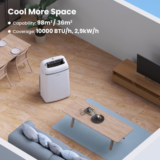COMFEE' Climatiseur Mobile 9000 BTU/h 2,6kW, 3-EN-1 Refroidisseur Déshumidificateur Ventilateur, Fonction Follow me, Minuterie, Mode nuit, Pour salon et maison de 33㎡/88m3, MPPH-09CRN7, R290 - Image 16