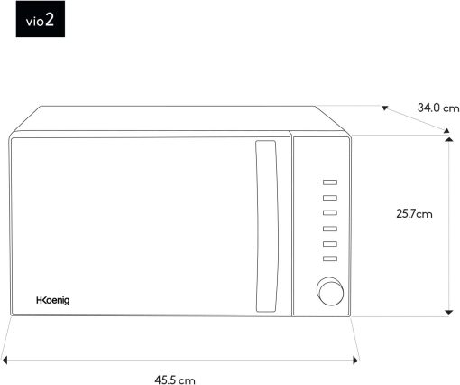 H.Koenig Micro-Ondes Four Grill 2 en 1 VIO9, 25L, Plateau tournant 27cm, 10 modes de cuisson jusqu’à 1000W, Décongélation, Cuisson combinée, écran LCD [Classe énergétique A+] - Image 27