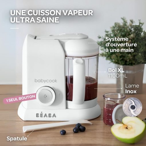 BéABA, Babycook Solo, Robot Bébé 4 en 1 Mixeur-Cuiseur, Cuisson Vapeur, Diversification alimentaire, Petits pots bébé maison, Noir - Image 58