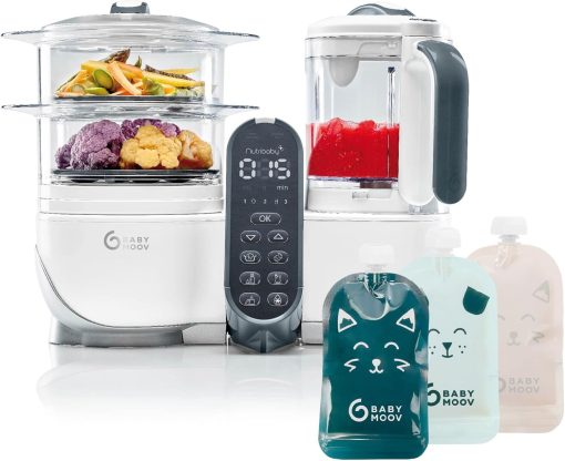 Babymoov Nutribaby(+), Robot Cuiseur Bébé Multifonctions 6 en 1, Cuiseur Vapeur Mixeur, Grande Capacité 2,2L, Petits Pots Bébé Faits Maison, Idéal Diversification Alimentaire, Gris - Image 9