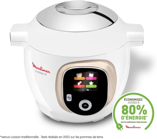 Moulinex, Cookeo Multicuiseur intelligent 6L, 150 recettes intégrées, Cuisson sans surveillance, Ecran intuitif, Guide de cuisson, Application MyMoulinex, 1600W, Blanc, 15 ans réparabilité - Image 33