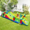 Chateau Gonflable pour 4 Enfants avec 2 Toboggans Tunnels Zone de Rebond Escalade Obstacles Maison de Jeu avec Souffleur de 680 W