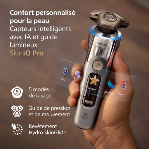Philips Rasoir i9000 Prestige Ultra, Rasoir électrique 100% étanche, Technologie Skin IQ Pro, Système Triple Lift & Cut, Lames de précision NanoTech rotatives 360°, 5 modes de rasage, XP9401/38 - Image 11