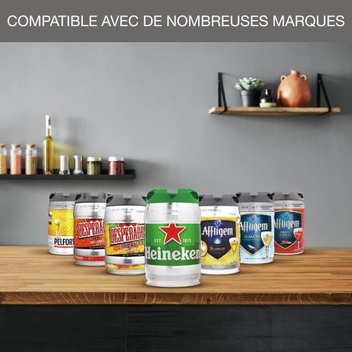 Krups Beertender Machine bière pression, F?ts de 5 L, Marques du groupe Heineken, Témoin lumineux, Température et mousse parfaites, Bière fra?che, Installation facile, Compact noire VB450E10 - Image 15