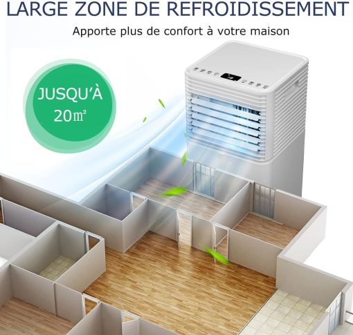 GOPLUS Climatiseur Mobile 9000BTU 2,6kW, Climatiseur 4 en 1 Fonction de Refroidissement, Déshumidification, Ventilation, Mode Nuit, Minuterie 24H, Contr?le Télécommande/écran, 20㎡, Noir, R290 - Image 17
