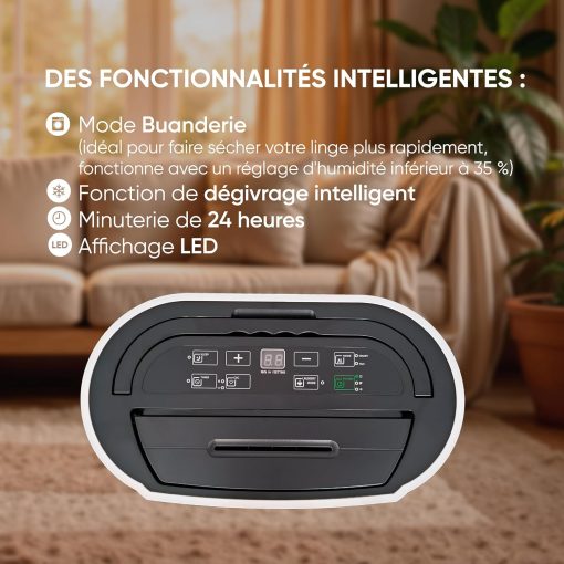BESTHERM - Déshumidificateur d'air BESTHERM - Illa 12L/jour, réservoir amovible, filtre à charbon actif, ioniseur intégré - Image 5