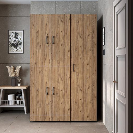 ROOMART Dora - Armoire de machine à laver - Pour sèche-linge et machine à laver - En 4 couleurs - Avec portes et panneau coulissant - Blanc - Chêne blanc - Chêne anthracite - Chêne blanc (chêne blanc) - Image 51