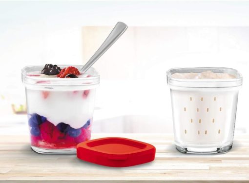 Seb Yogurt Maker 12 Jars, Glass Jars 140 ml, 5 Automatic Programs, BPA-Free, Compact, Homemade Yogurt & XF101001 Delices Box Box 1 L Tray White Yogurt-Cheese with Drainer - Image 9