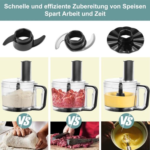 TopStrong Multifunctional Food Processor, 1100 W Multifunctional Food Processor, 11 in 1 Food Processor Included Chopper, Kneader Hook, Blender, Citrus Press and Coffee Grinder, 3.2L Bowl and 1.5L - Image 12