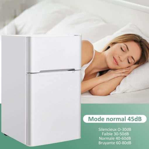 Réfrigérateur Compact Mini-réfrigérateur 90 L Congélateur Séparé avec Design à 2 Portes Fonctionnement Silencieux Blanc/Gris/Noir - Image 7