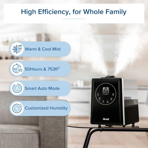 LEVOIT OasisMist 1000S (10L) Smart Humidifier for Home Large Room Bedroom, Last 100 Hours Suitable for Indoor Plant, Cover up to 600ft2, Easy Top Fill, Remoter & Voice Control, Auto Mode, Quiet, White - Image 22