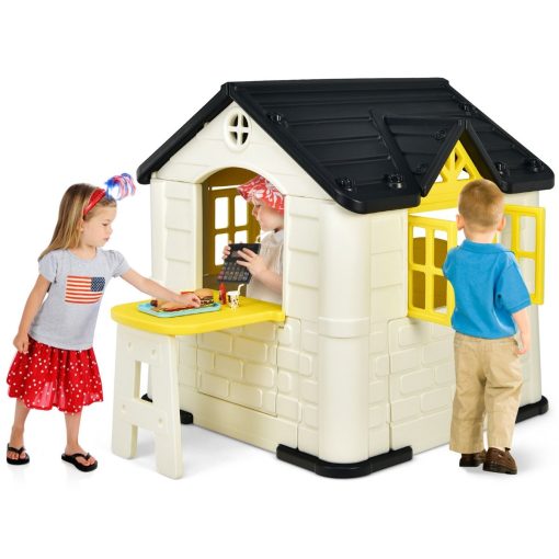 Maison Chef House -Thème Burger Bar - Table de Pique Nique Cabane de Jardin Anti-UV en Plastique 164x124x132 cm Bleu/Rose/Jaune - Image 16