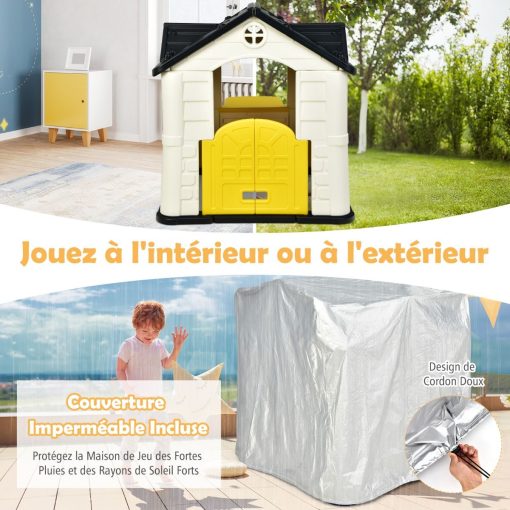 Maison Chef House -Thème Burger Bar - Table de Pique Nique Cabane de Jardin Anti-UV en Plastique 164x124x132 cm Bleu/Rose/Jaune - Image 20