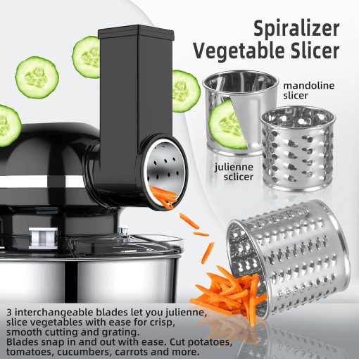 Homlee 3 en 1 Robot Patissier,1800W Robot Cuisine Multifonctions,avec Hachoir à viande,1,5 L Extracteur de jus,Kit pour Saucisses,3 Plaques de Broyage,5.5L Bol d'Acier Inoxydable (Argent) - Image 13