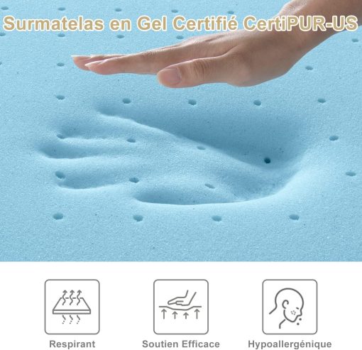 BedStory [Nouvelle Technologie] Surmatelas 160 x 200 à Mémoire de Forme de 7.5CM, Surmatelas de Haute Densité avec Gel Plus Respirant, Housse Amoivible et Lavable - Image 25