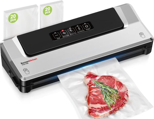 Bonsenkitchen Machine Sous Vide Alimentaire - Appareil de Mise Sous Vide pour La Cuisson Sous Vide et La Conservation des Aliments Frais, Y 40 Compris Les Sacs Sous Vide