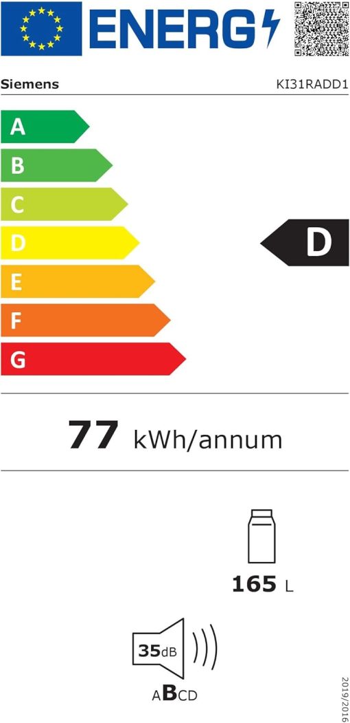 Siemens KI31RADD1 iQ500 - Réfrigérateur encastrable - 102,5 x 56 cm - 165 l - Fabriqué en Allemagne - Très silencieux, hyperFresh Box - Fra?cheur plus longue - éclairage LED - SuperCooling - - Image 11