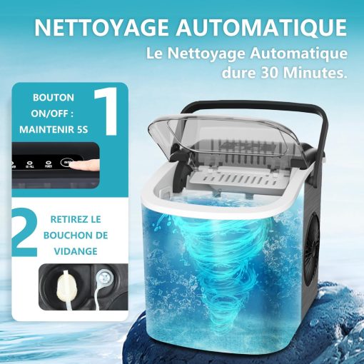 Ice Maker, EUHOMY Ice Maker, 12 kg in 24 Hours, 9 Ice Cubes in 8 Minutes, Black, Performance Ice Maker with Carry Handle, Spoon, for Home/Kitchen/Camping - Image 18