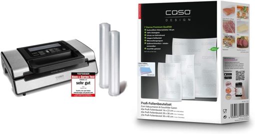 Caso FastVac 500, Professional Commercial Vacuum Sealer, Stainless Steel, Double Piston Pump, 15 Litres/Minute, Includes 2 Free Foil Rolls - Image 11